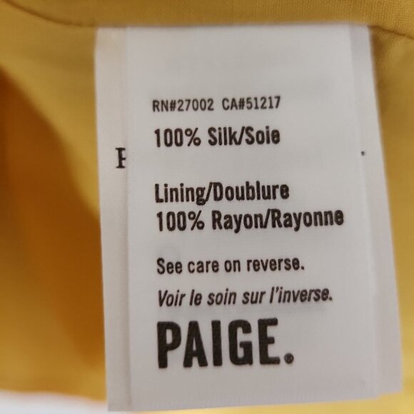 PAIGE | Giannina Silk Dress Mustard Yellow Floral Sz LARGE - Picture 5 of 5